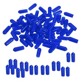 PATIKIL Round Rubber End Caps 4.5mm ID, 100 Pcs Rubber Bolt Covers Caps Vinyl Rubber Flexible Screw Thread Protectors for Metal Tube Rod Bolts, Blue