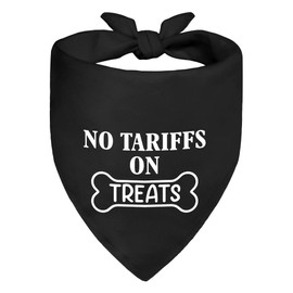 WHTYEFZ No Tariffs On Treats Black Dog Bandana, Funny Political Gifts for Puppy Lover Protest Supporter, White Elephant Gifts for Coworker Leader Friend, Christmas Birthday Present for Dog Mom Dad