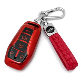 Creativity Advanced soft TPU Key Case Suitable for Ford Escape Mustang Edge Fusion Expedition Explorer F150 and Lincoln MKX MKZ MKC Key (Red Combination)