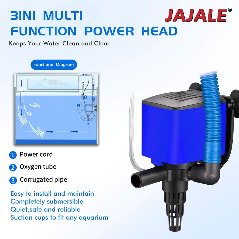 JAJALE 210 GPH Powerhead Submersible Pump - 3 in 1