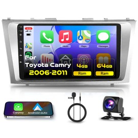 for Toyota Camry 2006 2007 2008 2009 2010 2011 Android Car Stereo 9 Inch HD Touch Screen Car Radio with Wireless CarPlay Android Auto, WiFi, GPS Navigation, BT, FM Radio, USB, Rear Camera 4G+64G