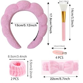 9 Piezas Set de Diadema y Pulsera de Esponja para spa,Maquillaje,Horquilla,Diadema para Lavado Facial,Cuidado de la Piel para Lavado Facial y Maquilla