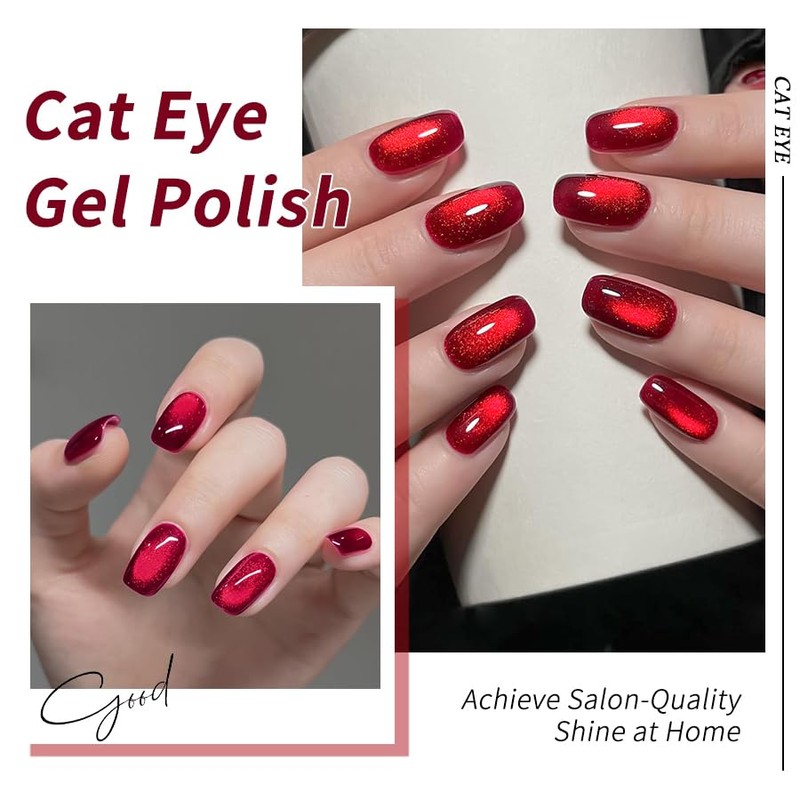 JR 12pcs 12ml Gel Polish Red Series Includes Cat Eye
