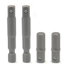 1/4 hex to 1/4 socket adapter,Hex to Square 1/4" Socket Bit Adapter,Power Tool Replacement Part Adapter Suitable for Drill Driver Socket Driver Electric and Pneumatic Drill (4 Pieces)
