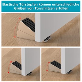 Pack of 2 Rubber Door Stops, 7.6 cm, Compressible Adjustable Spring Load, Door Wedge for Floor, Anti-Skid, Heavy Duty Stop Wedge, Extra Large Indoor Outdoors, for Home, Office, Hotel, Children's Room