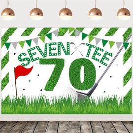 kreat4joy Golf 70th Birthday Party Decorations Men, 7 x 5 ft Seven Tee Golf Backdrop Background Banner for Golf Themed Birthday Party Men Women 70 Years Old Birthday Party Decorations Outdoor Indoor