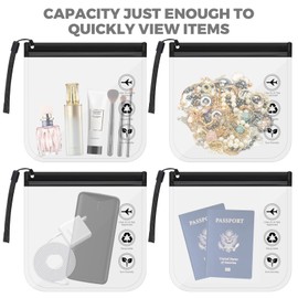 Woobroo Clear Travel Toiletries Bag, 4 Pack 20 x 20cm Airport Liquid Bags TSA Approved Toiletry Bag, Travel Essentials PVC Waterproof Cosmetic Clear Makeup Bag for Women and Men