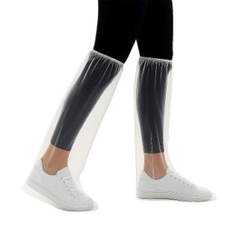 Askyorte 10 Pairs Waterproof Shoe Covers for Rain - Disposable Thickened Rain Shoe Covers, 19 inch Tall, Long Plastic Shoes and Boots for Rain Covers, Water Proof Boot Protector for Men Women