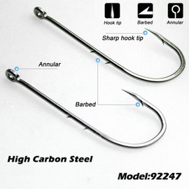 Baitholder Fishing Hooks Long Shank Beak Baitholder Hooks 100Pcs Black Offset Bait Holder Jig Fishing Hooks with 2 Baitholder Barbs Size:4-6/0