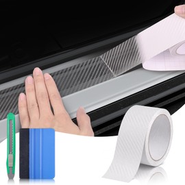 Lypumso Carbon Fiber Vinyl Tape with Tools Kits, Chrome Delete Vinyl Wrap for Blackout Car Door Edge Guard Door Sill Window Trim Protector (3D Clear, 2in x 30ft)