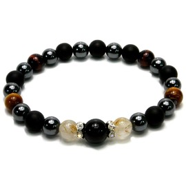 happi-bomu Happy bomb Blue Tiger Eye Large 10 Mil rutirukuo-tu Hematite Red Tiger Eye 8 Mil Natural Stone Power Stone Gold in Luck Bracelet