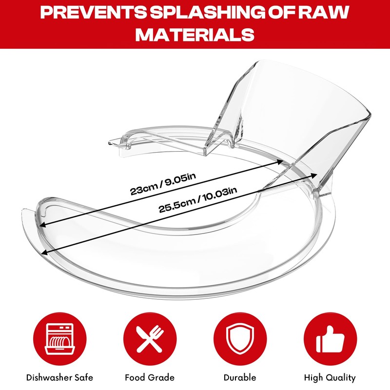 Pouring Shield for KitchenAid Mixer & Splash Guard Attachment -