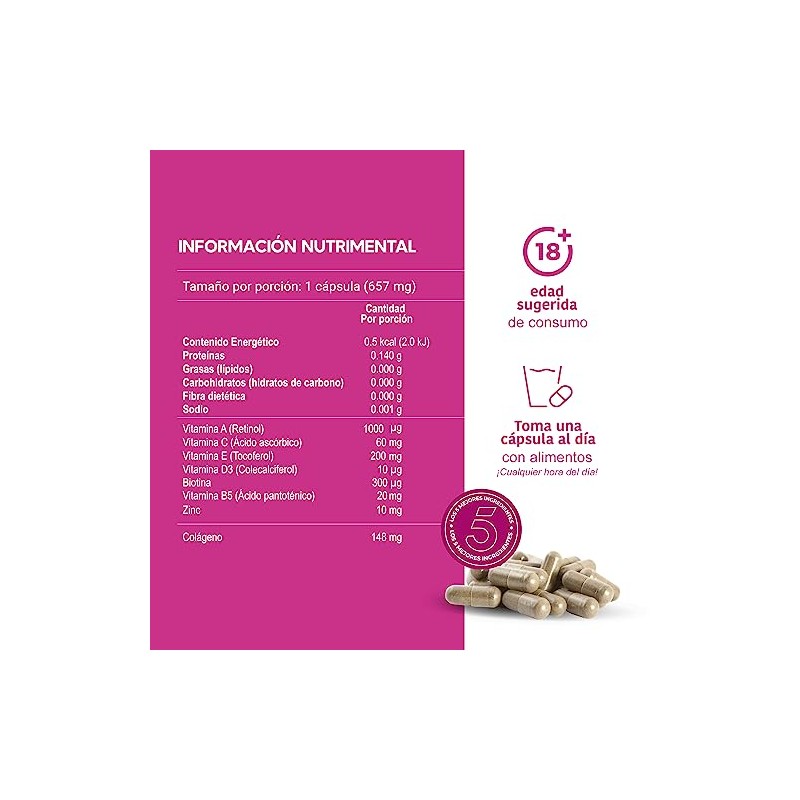 Lifeed Biotina Colágeno Hidrolizado Zinc Vitaminas Multivitamínico Gluten Cuidado Cabello