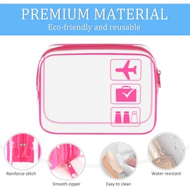 sogiv 3Pcs TSA Approved Toiletry Bag, Clear Travel Toiletry Bag, Clear Makeup Bag, Waterproof Travel Makeup Cosmetic Bag, Carry On Airport Airline Quart Size Travel Bag for Women Men (Pink)