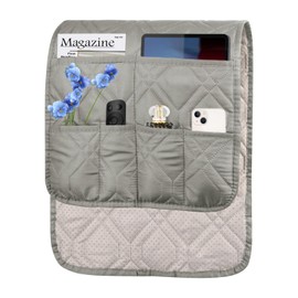 Niuoppy Sofa Armrest Cover, Armrest Chair Covers, Grey Armchair Cover for Arms with 6 Side Pocket , Sofa Arm rest Organiser for Recliner Chair, Armchairs (Light grey)