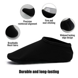 FANWINKJ Water Socks,Yoga Socks, Anti-Slip Breathable and Stylish Water Socks for Beach, Sports, Surf, and Swim, Men and Women,Black-XL