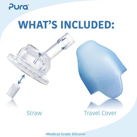 Pura Kiki 9oz/260 ml Stainless Steel Insulated Bottle w/Silicone Straw & Sleeve, 100% Plastic-Free, MadeSafe Certified, 100% Medical-Grade Silicone Straw for Kids, Toddlers, Babies & Infant - New Rose