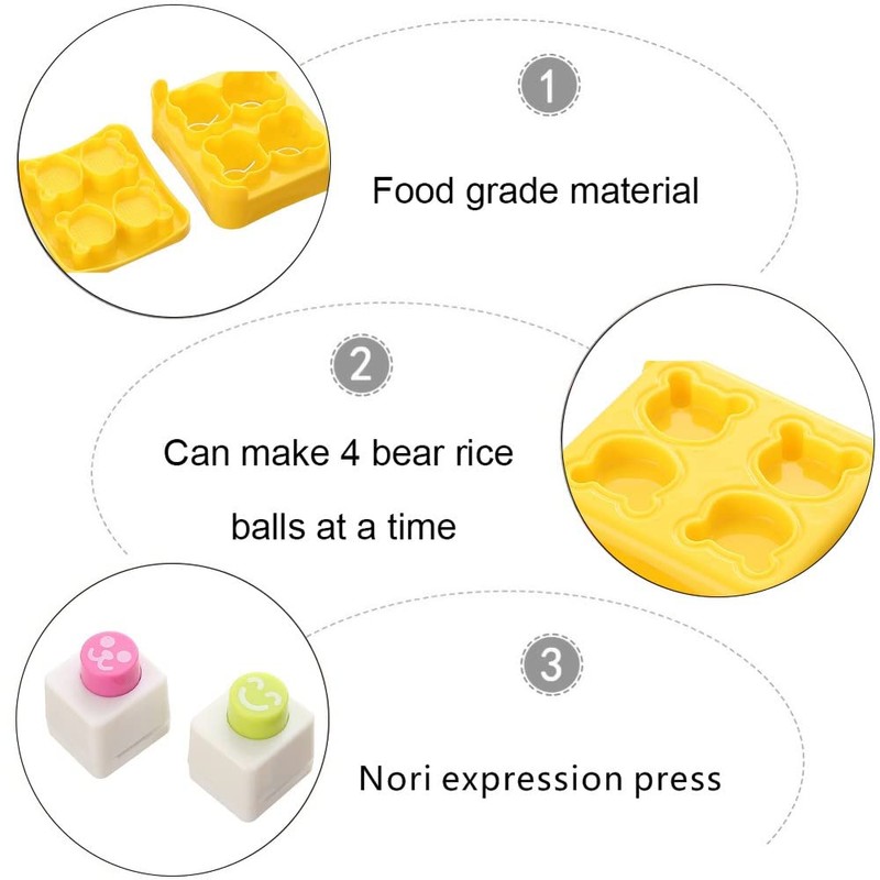YongXiangPeng Sushi Making Kit Rice Mould,Rice Ball Mold Cartoon Bear