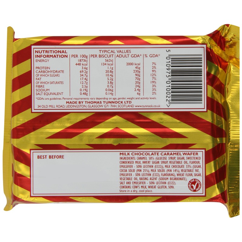 Tunnock's Real Milk Chocolate Caramel Wafer Biscuits 30 g (Pack