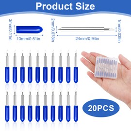 CJMUQHEHH Pack of 20 60° Replacement Blades Set for Cricut Explore Air/Air 2/Air 3/Maker/Maker 3, Expression for Vinyl Cutting Machines, Replacement Cutting Blades 60° Deep Media Blades (Blue Cap)