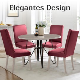 Alishomtll PU Chair Covers, Set of 4/6, Leather Stretch Chair Covers, Waterproof, Elastic Dining Room Chair Covers, Universal Washable Chairs, Protection for Kitchen, Restaurant, Hotel, Wedding