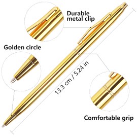 LONGKEY 3 Pack Slim Gold Ballpoint Pens Black Ink 1 mm, Great Gift for Business Office Students Teachers Wedding Christmas (Gold)