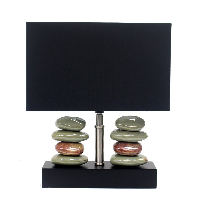 Elegant Designs LT1036-BLK Rectangular Dual Stacked Stone Ceramic Table Lamp,
