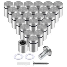 Luomorgo 24 Pcs 3/4" x 1" Stainless Steel Standoff Screws, Wall Sign Standoff Mounting Hardware Advertising Glass Standoff Nail for Hanging Acrylic Picture Frame, Silver