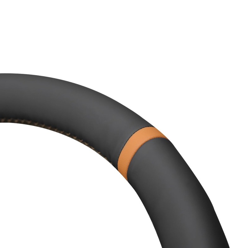MEWANT DIY Black Brown Artificial Leather Steering Wheel Wrap for
