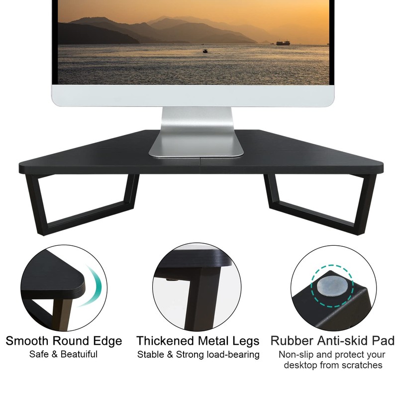 TEAMIX 26 inch Triangle Monitor Stand Riser, Desktop Corner Shelf