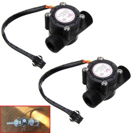 Youmile 2PACK Water flow sensor 1-30L/min 1/2" Control Fluid Flowmeter Switch G1/2 Counter 1-30L/min Meter for Arduino Flowmeter Measure Temperature Instrument