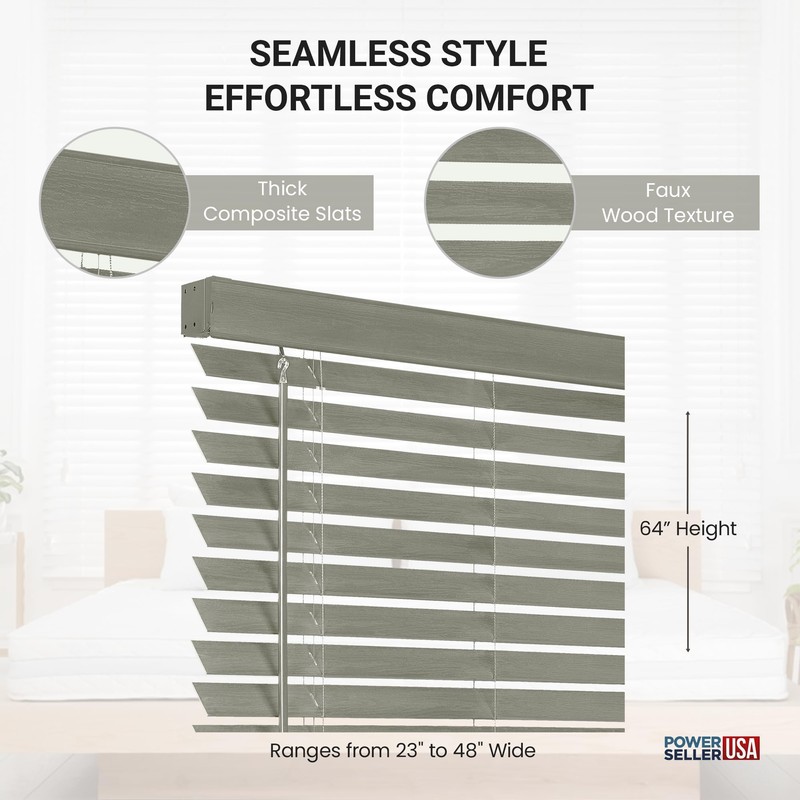 PowerSellerUSA Cordless Window Blinds, Privacy & Room Darkening 2" Slats