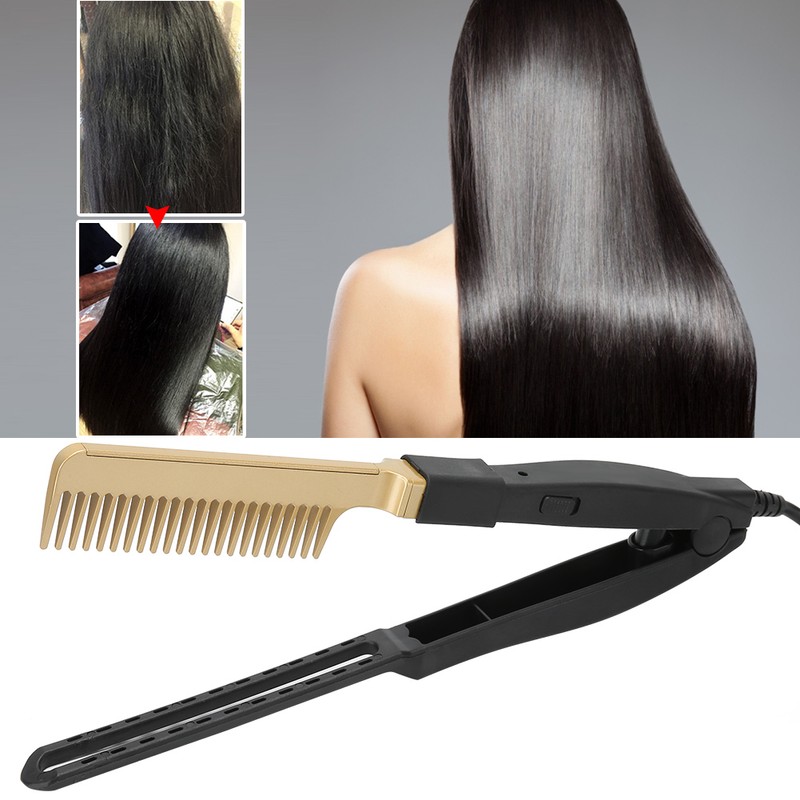 Electric Heating Comb WetDry Use Hair Straightening Hot Brush Hairdressing