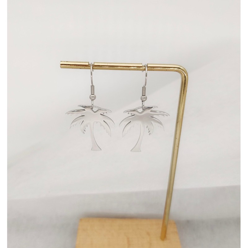 RUIZHEN Stainless Steel Tropical Palm Coconut Tree Beach Pendant Necklace