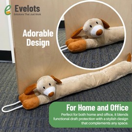 Evelots Under Door Dog Draft Stopper - Weighted - Keep Cold Air, Warm Air Out - Odor, Noise, Dust, Wind Blocker - Great for Window - Full 38 Inch Long - Heavy Duty Cute Puppy - Hanging Loops