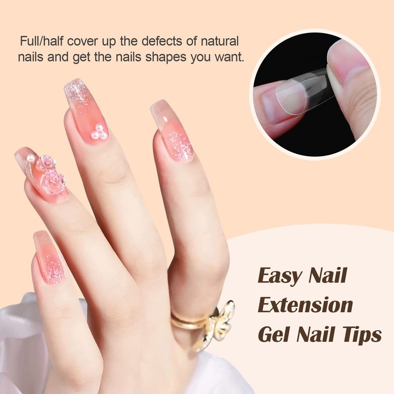 Kredioo Gel X Nail Extension Kit, 500Pcs Acrylic Nail Tips