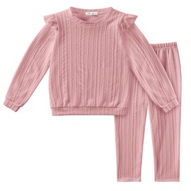 Arshiner Toddler Baby Girls Clothes Infant 2Pcs Outfits Ruffle Long Sleeve Tops Pants Clothing Sets Girls Valentine's Day Wear