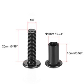 sourcing map Screw Post Fit for 5/16"(8mm) Hole Dia, Male M6x25mm Binding Bolts Leather Fastener Carbon Steel Black 10 Sets
