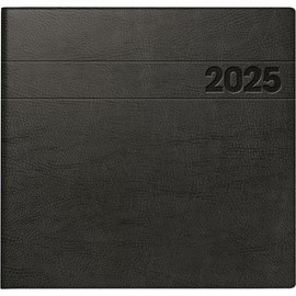 BRUNNEN Book Calendar Model 766 (2025), 2 Pages = 1 Week, 210 × 205 mm, 144 Pages, Foam Film Cover, Inner Hard Film, Black