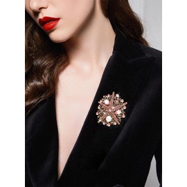 KristLand Starfish Brooch Austrian Crystal Rhinestone Pearl Women's Corsage Gold-Plated Brooch Sea Animal Brooch Bag Brooch Party Birthday Gift Box Women, Pearl