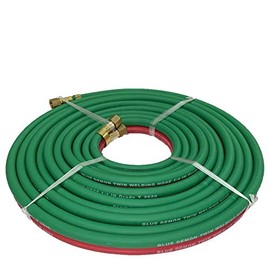 TWIN GAS WELDING HOSE, GRADE T, 1/4 IN X 25 FT, BB FITTINGS