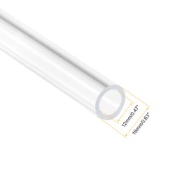 Rebower Clear Acrylic Tube Hard Round Tube Aquarium Craft Light Tube 12mm x 16mm 305mm