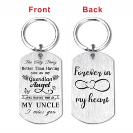 Laluminter Sympathy Gifts for Loss - Forever In My Heart Uncle Memorial Keychain, In Loving Memory of Uncle Gift Ideas