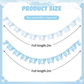 Dilunave 2 Pcs 6.56 ft Blue Bow Garland Banner, Blue Satin Bow Decor, Coquette Birthday Decorations, Bowknot Garland Hanging Banner for Bridal Baby Shower Bachelorette Party Supplies
