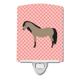 Caroline's Treasures BB7910CNL Welsh Pony Horse Pink Check Ceramic Night Light, 6x4x3, Multicolor