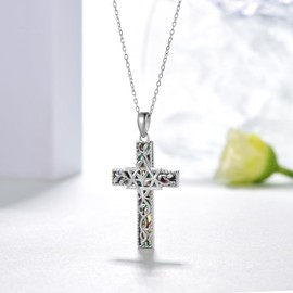 Fuguangju Star of David Necklace 925 Sterling Silver Star of David Cross Pendant Necklace Judeo Christian Religious Jewelry for Women Men