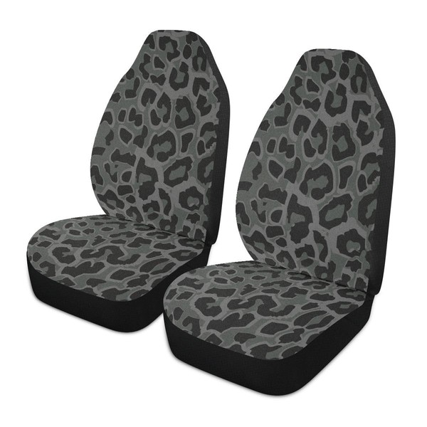 YINGQIGUAN 2 PCS Black Leopard Print Car Seat Covers Abstract