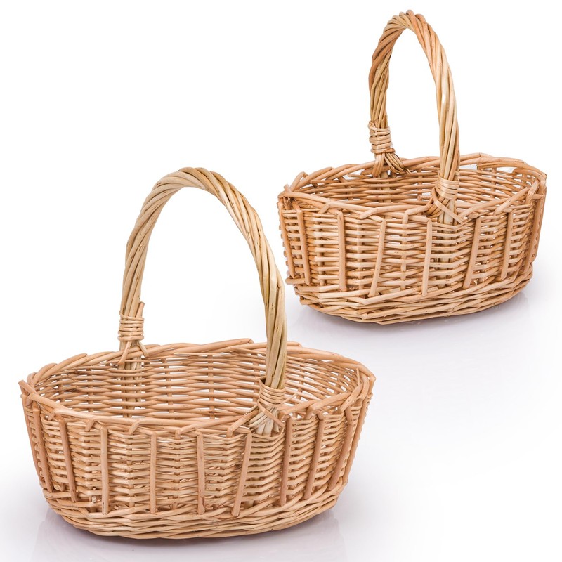 Woodluv Storage Baskets Set of 2, Wedding Flower Girls Baskets,