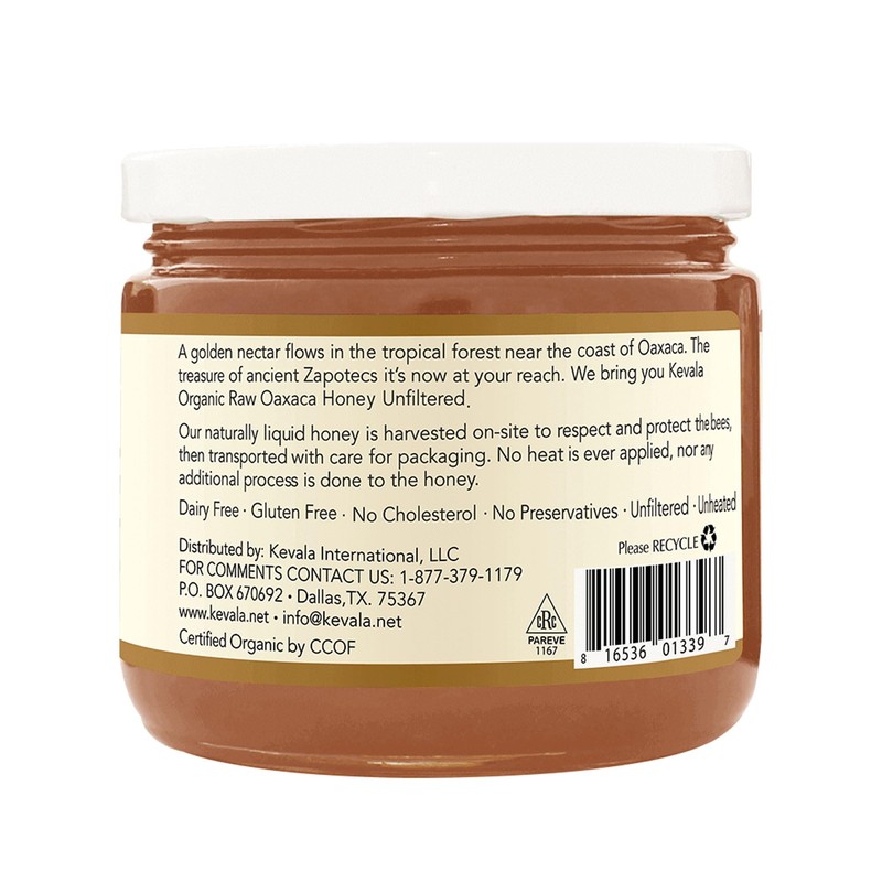 Kevala, Miel Orgánica, Oaxaca, Cruda, 396g