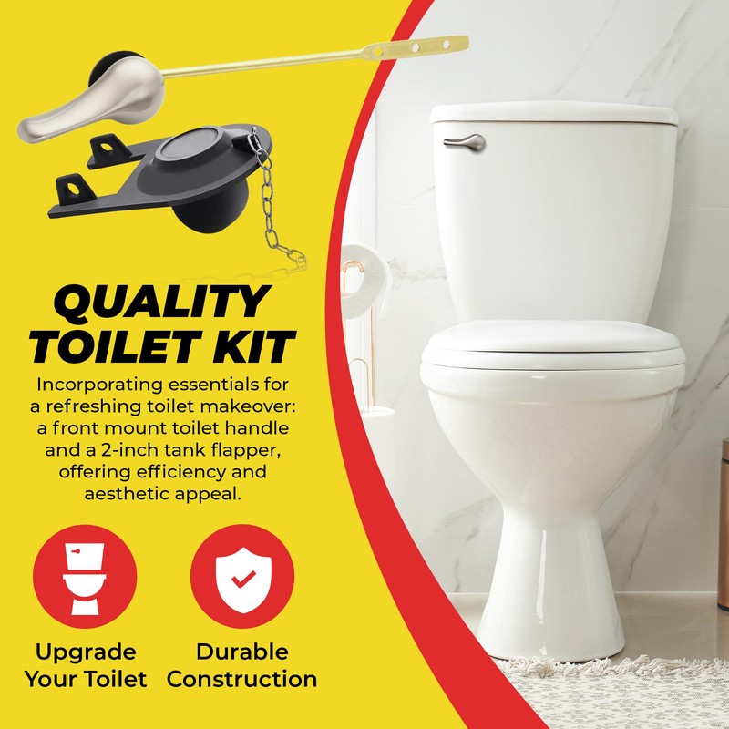 Qualihome Front Mount Brushed Nickel Toilet Handle Replacement Kit with